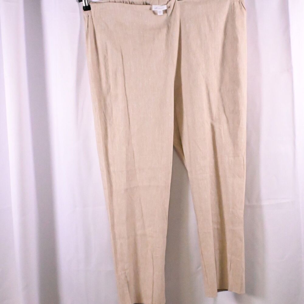 J. Jill Beige Cropped Linen Pants Womens Size XL Stretch Waist 39-42x26.5